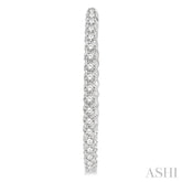 2 ctw Inside-Out Round Cut Diamond Oval Shape Hoop Earrings in 14K White Gold